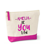'BE YOU TIFUL' PERSONALISED COTTON COSMETIC BAG