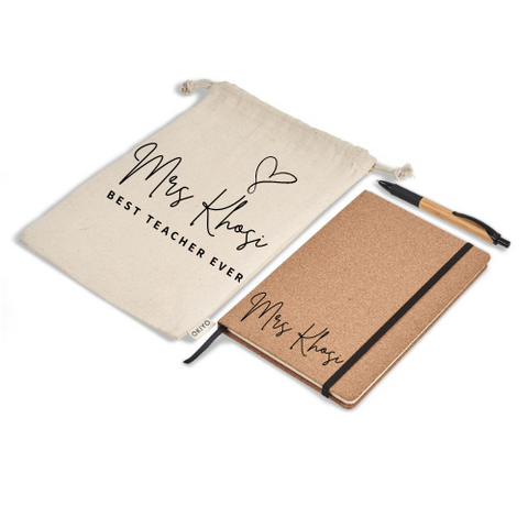 'NOTEWORTHY' OKIYO CORK & BAMBOO NOTEBOOK PEN SET D2