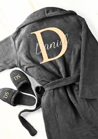 LUX BATHROBE - EMBROIDERED INITIAL & NAME (BACK OF ROBE)