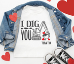 'I DIG YOU' PERSONALISED KIDS VALENTINES DAY T-SHIRTS